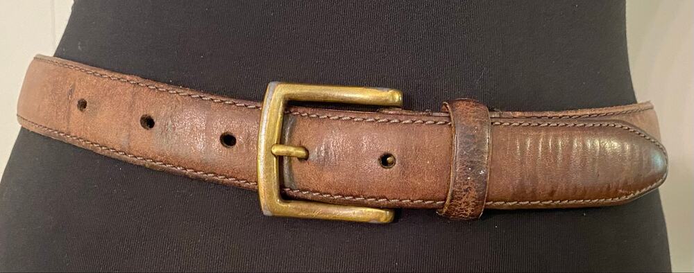 Thursday Everyday Brown Leather Belt Size 26 Brass Buckle Distressed Classic